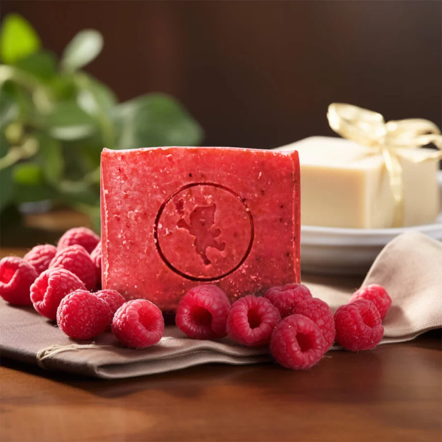 natural exfoliating soap with raspberry
